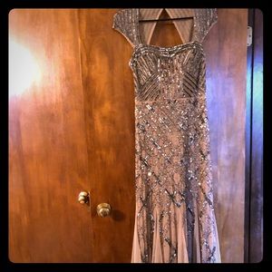 Adrianna Papell Cap Sleeve Sequin Gown